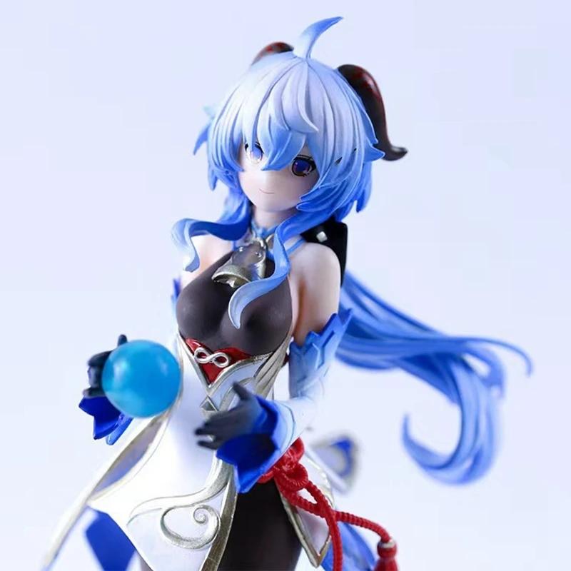 23CM Anime Ganyu Spiele Genshin Impact Actionfigur Uhr Der Mond Shouyue Schwarze Seide Stehend Paimon Modell Spielzeug Sammlerpuppe