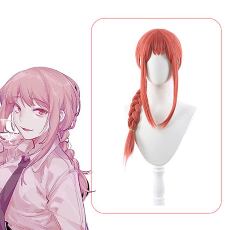 Anime Wig Chainsaw Man Makima Cosplay Wigs Braided Hair Long Pink Red Wig Braids Heat Resistant Synthetic Hair Halloween Party