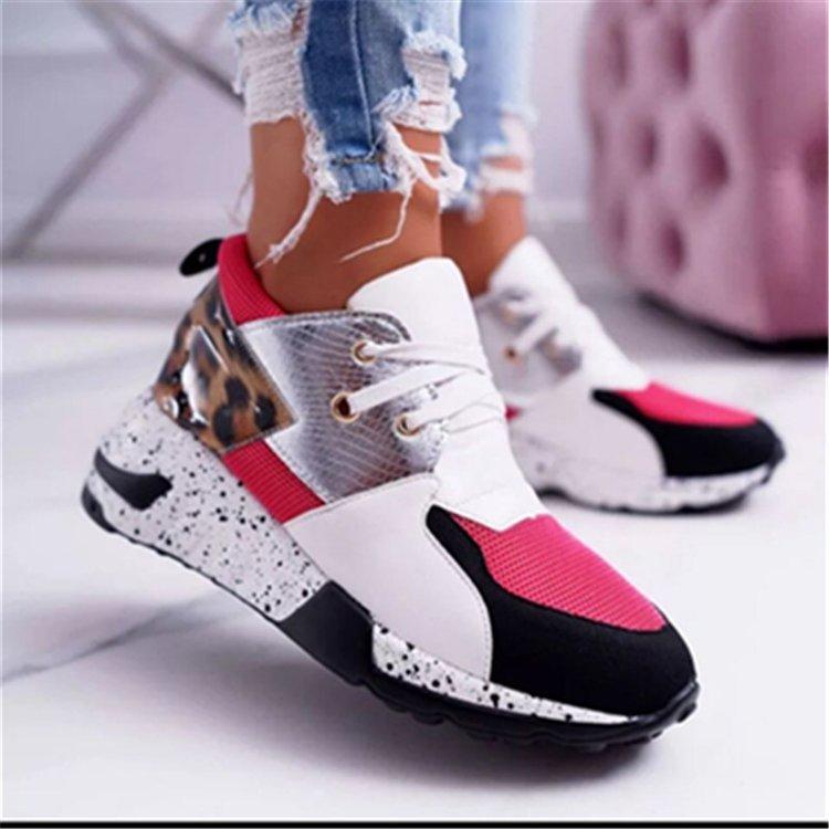 Leopard Shoes Womens Sneakers Platform Tennis Female Roses Casual Thick Sole Mesh Trainers Fashion 2025 Colorful Rubber Lace-Up
