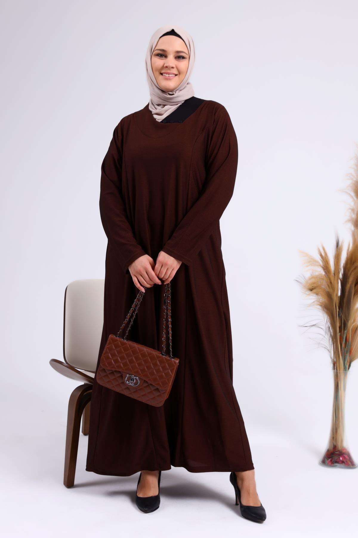 

Women s Big Size Dress Plus Size Zigzag Patterned Mother Hijab Dress