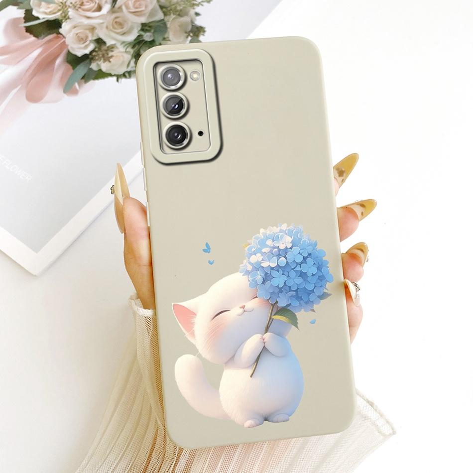 Für Samsung Galaxy S20 S20+ S20FE Niedliche Katze Blume Handyhülle Für Samsung S 20 S20 FE 4G 5G Stoßfeste Weiche Silikon-Stoßfänger