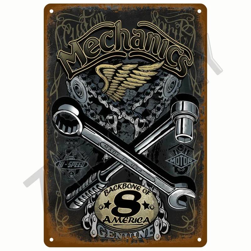 Vintage Metal Sign for Garage Gas Oil Spark Plug Tyre Service  Man Cave Club Bar Home Wall Decor Art Tin Sign Decorative Plaque