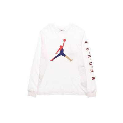 Air Colorful Logo Crew Neck Long Sleeve T-Shirt Men Tops White CN3503-100