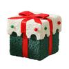 Christmas Gift Box Decoration Thick Velvet Gift Box with Bow Plush Xmas Candy Box for Holiday Home Garden Party Decor