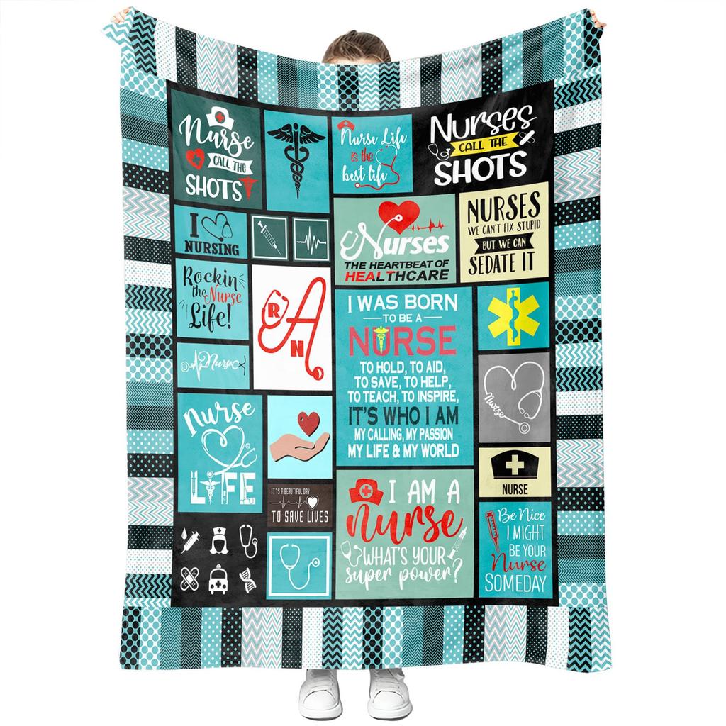 Gifts for the nurses Printed Blanket for Sofa Bed Travel Camping Living Room Office Conditioning Blanket for All Seasons Gifts