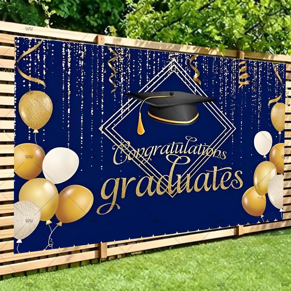Congratulatory Graduatio Celebration Theme Party Decoration Background Graduates Backdrop Photography Studio Props Student Gifts