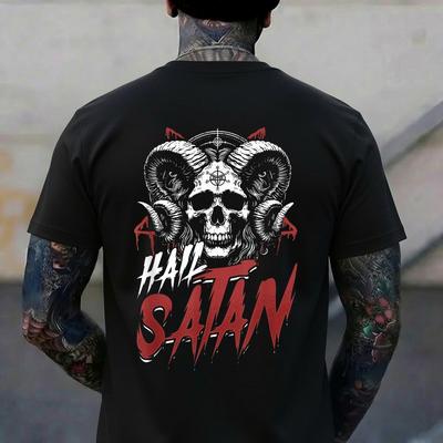 Hail Satan Skull Horns Occult Satanism Symbol T-Shirt