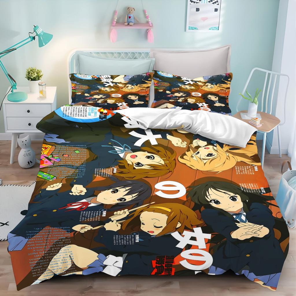 Anime Maid Girls Duvet Cover Set K-ON! Kawaii Pink Bedding Pillowcases Soft Comforter Cover for Girls Women Queen King Size