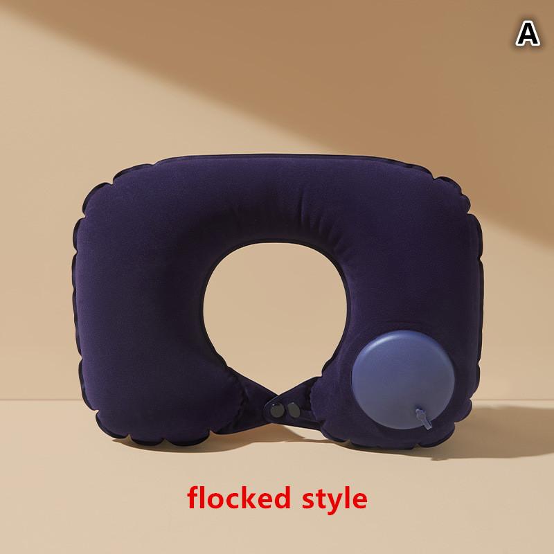 Flocking Inflatable Portable Neck Pillow That Can Be Stored And Self Filled Suitable For Outdoor Travel Business Trips Camping