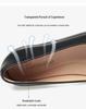 Women's Black Leather Non-Slip Flat Work Shoes - Comfortable Round Toe Design for Long Standing Hours, Soft Sole Professional Footwear.