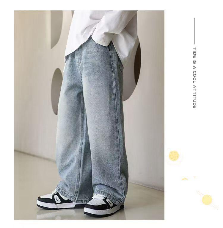 Boys' Straight-Leg Jeans - Spring & Autumn Style, Medium/Large Sizes, Loose Fit