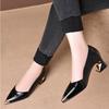 Women Classic Black Soft Patent Leather Square Heel Shoes Lady Casual Office Comfort Spring Summer Dress High Heel Shoes