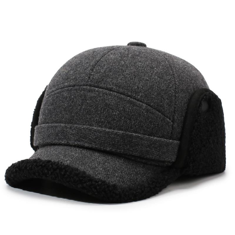 

Осенне-зимняя теплая шапка мужская для отца, уличная, толстая, для среднего и пожилого возраста, бархатная шапка, шапка с защитой ушей серый