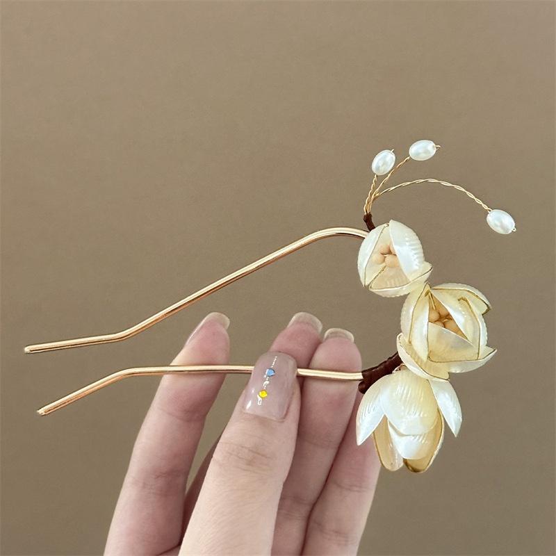 1Pcs Cool Jade Orchid Flower Hairpin For Women Chinese Style Flower Hair Stick Handmade Jewelry Hair Accessory Hanfu Hair Comb