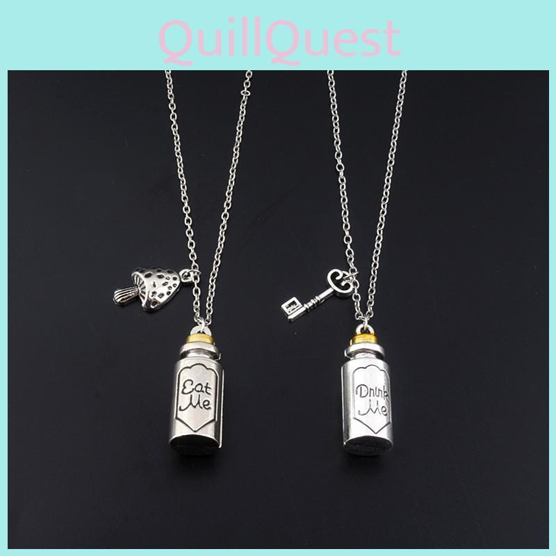 In Alice Wonderland Inspired Necklace With Mushroom Shape For Collectors Gift