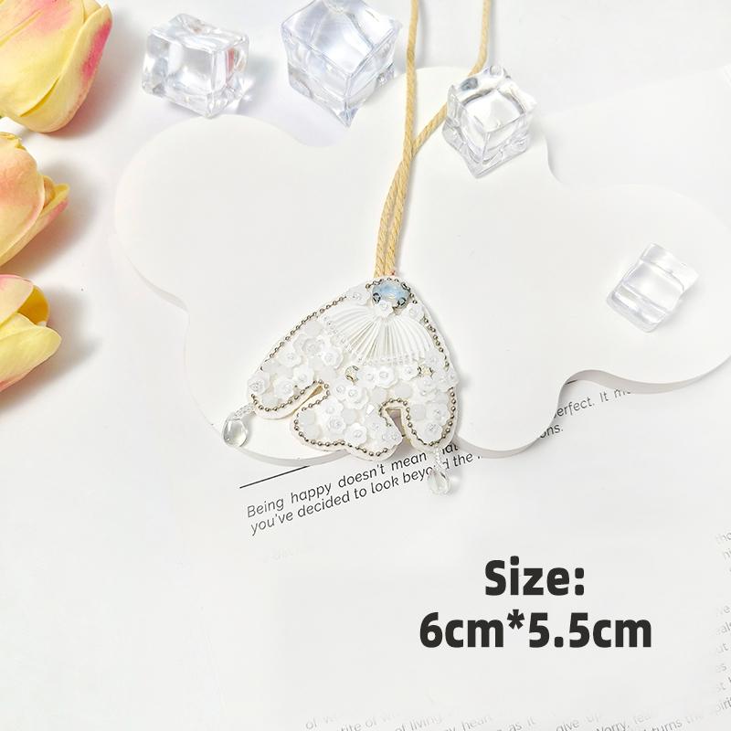 3D Ocean Theme Patches Handmade Rhinestone Beaded Patches with Hanging Rope Crystal Bag Lanyard Patch Beading Applique