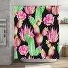 Floral Watercolor Cactus Shower Curtain Bathroom Decor Home Decoration Waterproof Fabric Print