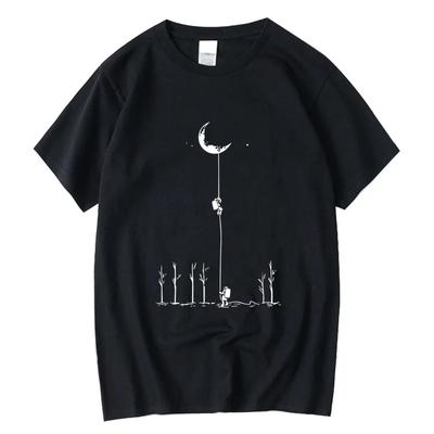 Sommer Casual Herren T-Shirt Top Qualität 100% Baumwolle Cooles Lustiges Astronauten-Print Lässig Lose für Männer T-Shirt O-Ausschnitt Top Männer T-Shirt