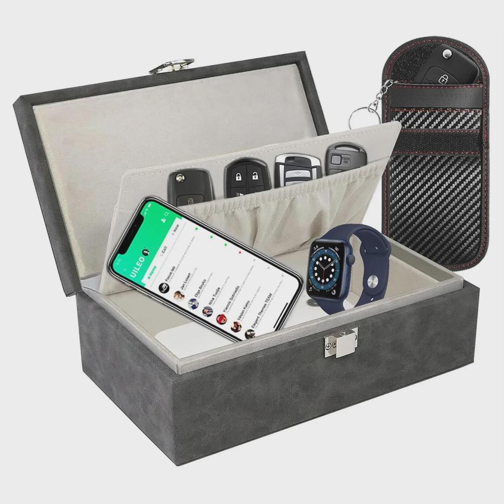 Crazy Horse Muster Faraday Box: Extra Große RFID-Schutz Schlüssel- und Handytasche