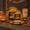 Pumpkin Pattern Disposable Plate Cup Set Paper Disposable Utensils Set  Ghost Festival