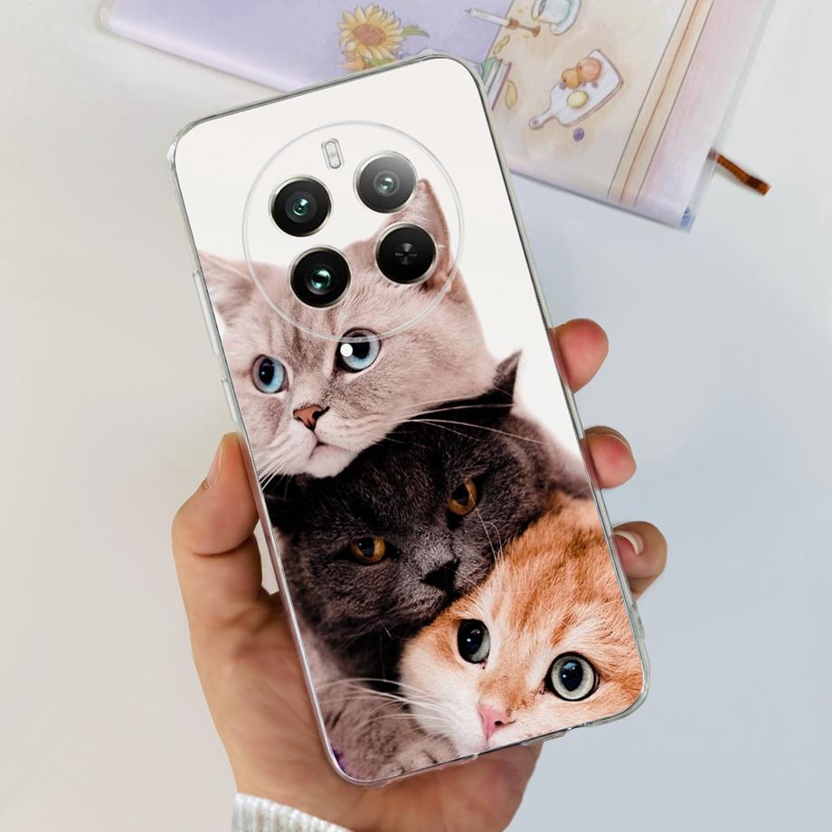 For Realme 12 Pro Plus Case Soft Clear TPU Silicone Phone Case For Realme 12 Pro Pro+ Cute Cartoon Shockproof Back Cover Fundas