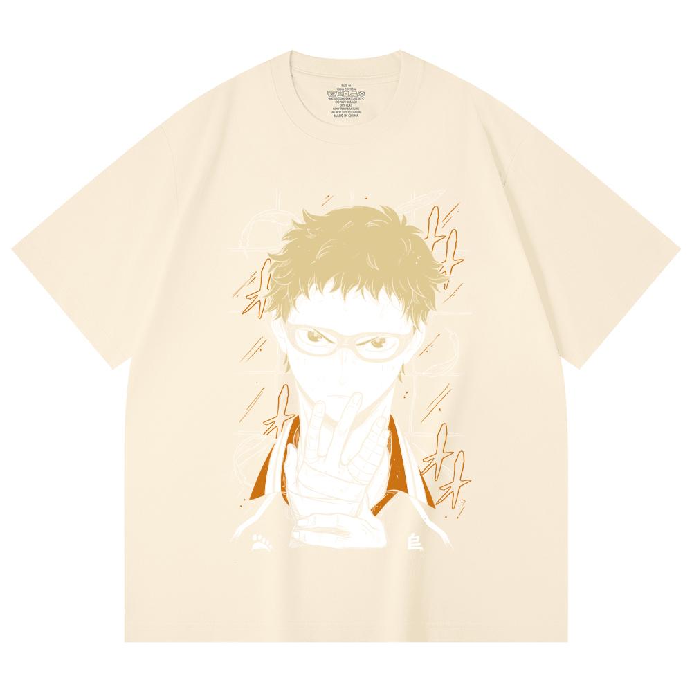 230 Gsm 100% Cotton Haikyu V4 Tsukki Print Unisex Heavy Cotton T Shirt