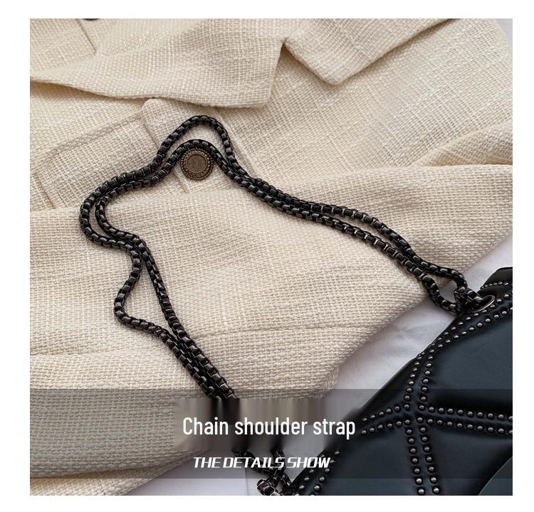 2023 Summer Women's Crossbody Square Bag: Fashionable Studded Single Shoulder Chain Bag