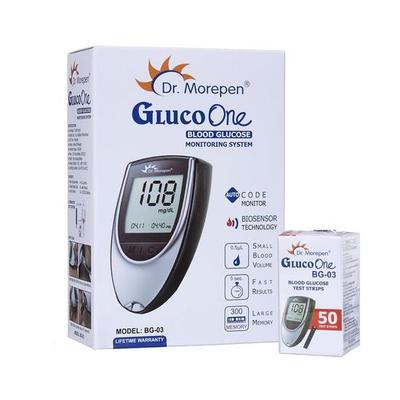 DR. Morepen BG-03 Gluco One Blutzuckermessgerät Kombi, 50 Teststreifen (Multicolor)