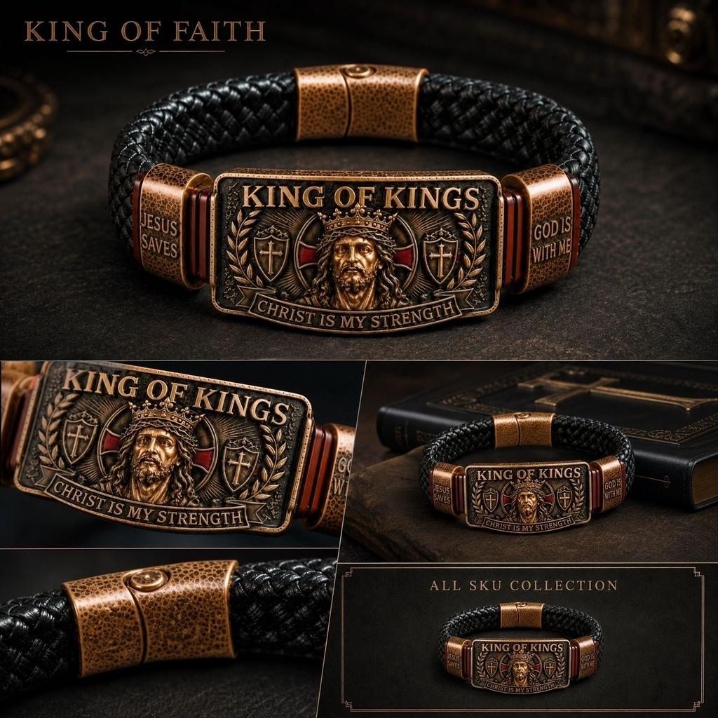 Christian Bracelet King of Kings Jesus Christ Is My Strength Religious Wristband Jesus Saves God Is With Me Inspirational Jewelry Gift