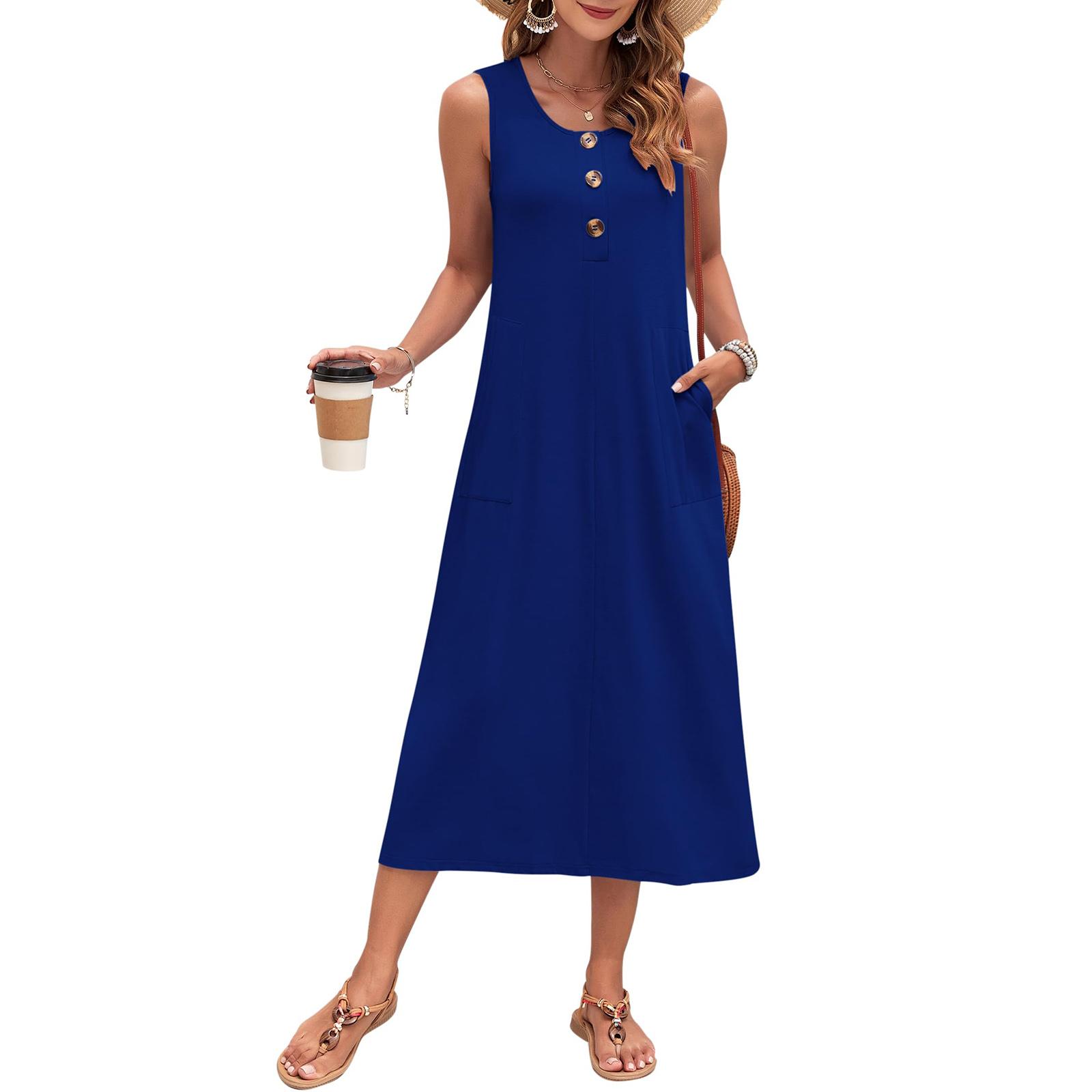 

Women s Color Sleeveless Slim Fit Fashionable Long Dress XL темно-синього кольору