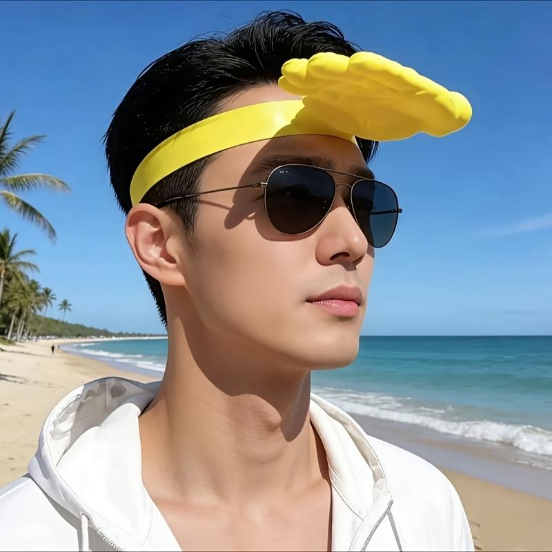 Novelty Palm-Shaped Hat in Yellow, Portable Casual Outdoor Headwear for Fun Outfits, Travel, Parties, Festivals, and Photo Styling