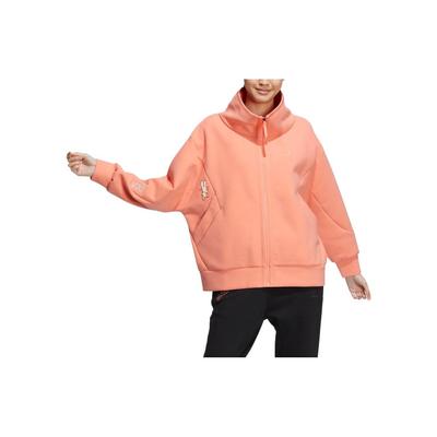 Solid Color Drawstring Embroidered Jacket Women Outerwear Coral-Pink HZ0247