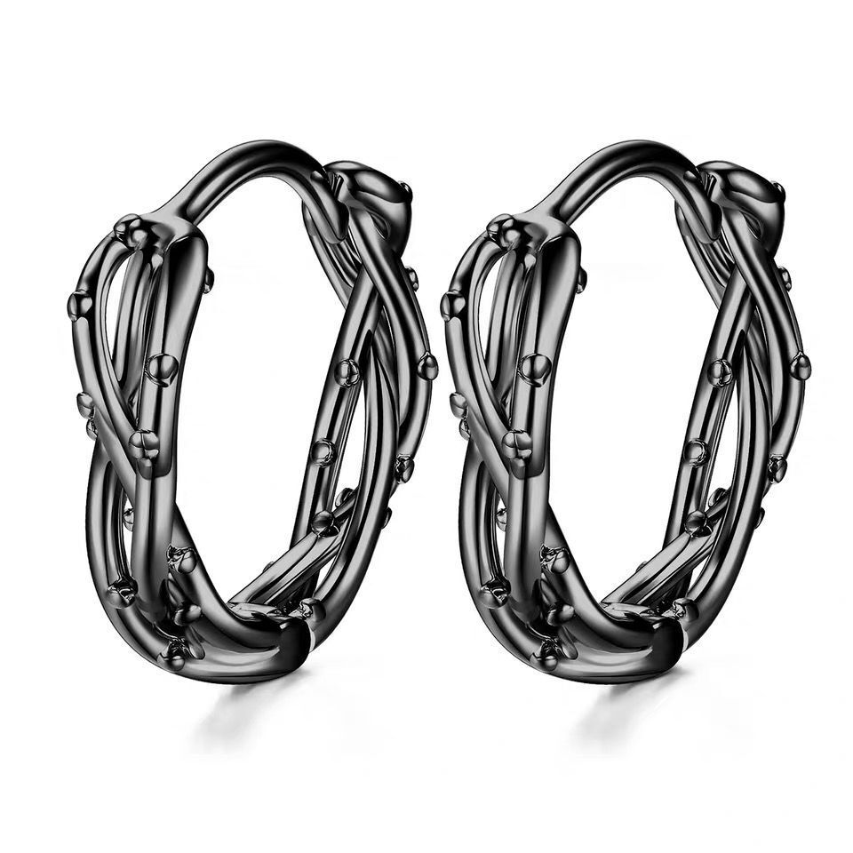 

Серебряные винтажные простые серьги-кольца с шипами, серьги для женщин и мужчин, ювелирные изделия в стиле хип-хоп, подарки чёрный
