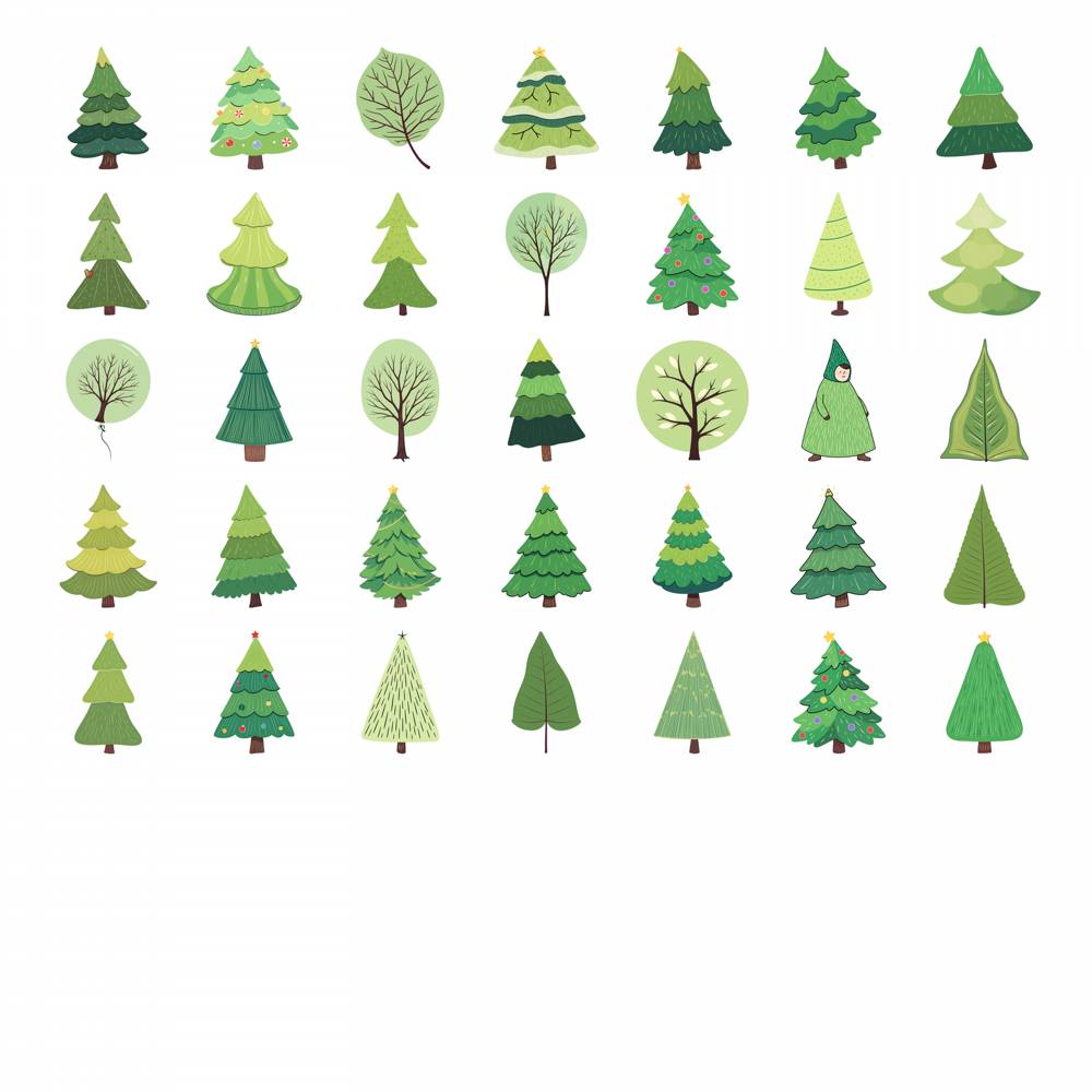 35pcs Festive Tree Stickers Cute Nature Christmas Stickers  Stickers For  Laptop Luggage Scrapbook Diary Sticker