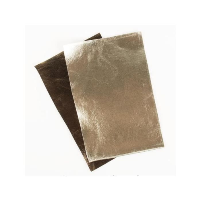 2 Coupons simili cuir métallique 'Rayher' Or/Bronze 9.5x15 cm