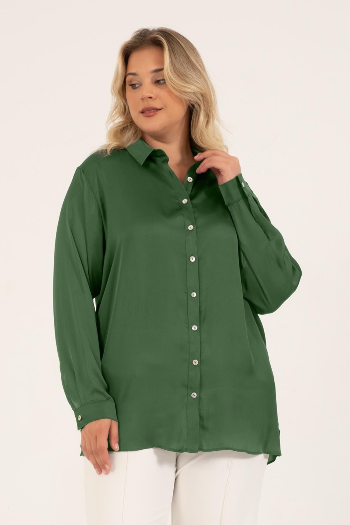 

Women s Style Plus Size Shirt Satin Long Sleeve Shirt L