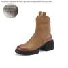 Fashion 2024 Winter Genuine Leather Women Boots Round Toe Chunk Heel Platform Shoes Solid Chelsea Boots Casual Women Shoes Green Boots