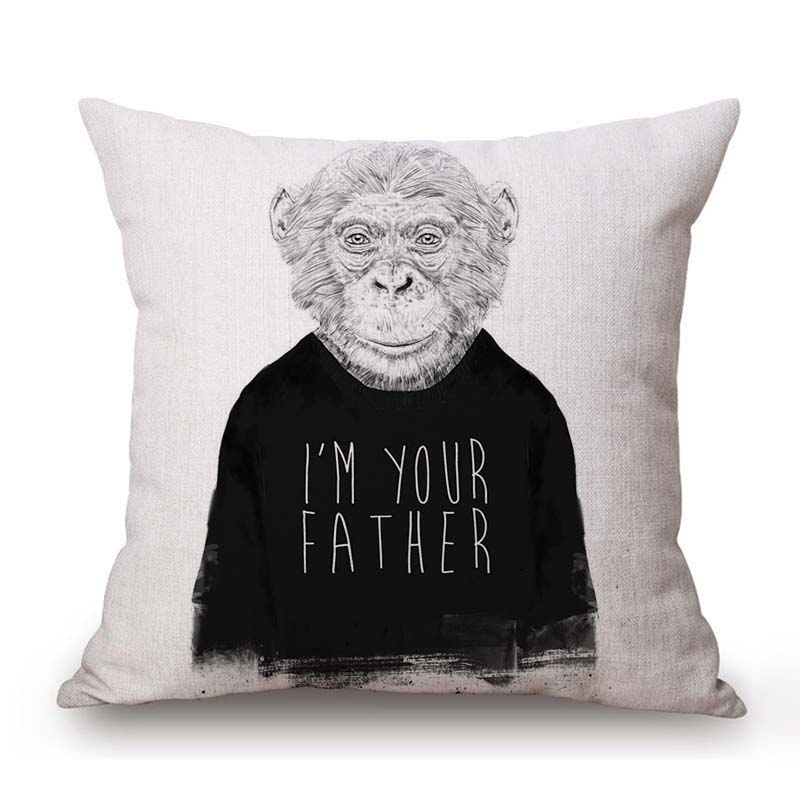 Nordic Black White Style Lovely Cute Animals Panda Tiger Lion Dog Cotton Linen Sofa Throw Pillow Case Home Decor Cushion Cover