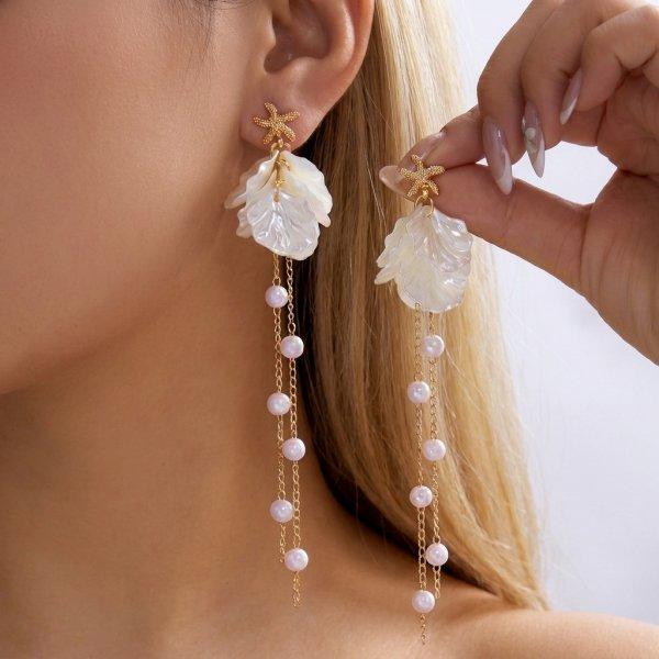 Boho Starfish Dangle Earrings for Women Gold Color Starfish Shell Metal Earring Summer Beach Party Vacation Charm Jewelry Gifts
