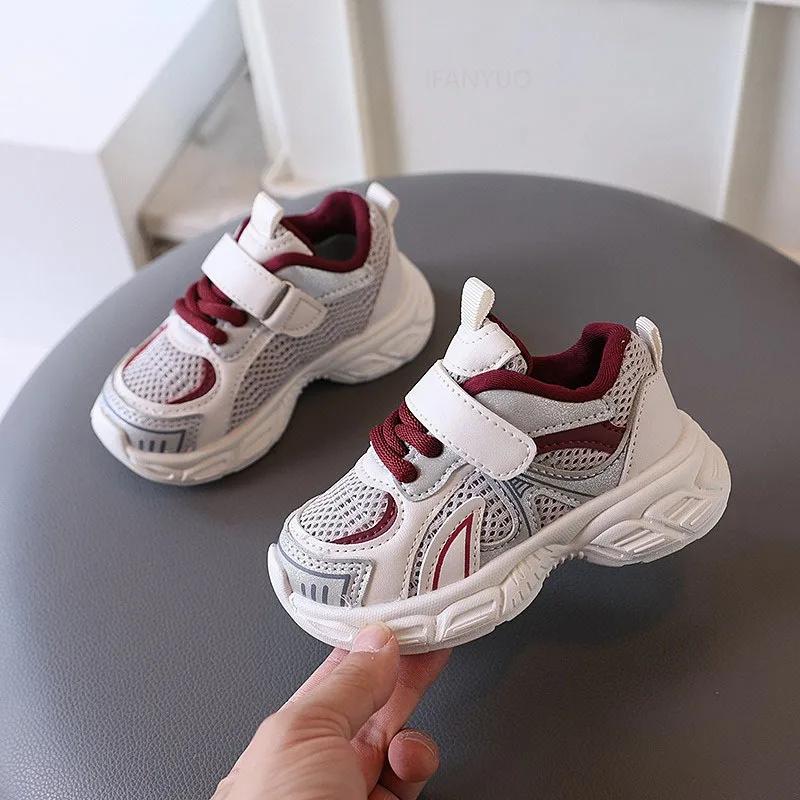 

Spring Autumn New Boys Kids Sport Shoes Girl Baby Toddler Mesh Breathable Casual Running Shoes Soft Soled Children Sneakers 21(Insole13cm) червоний