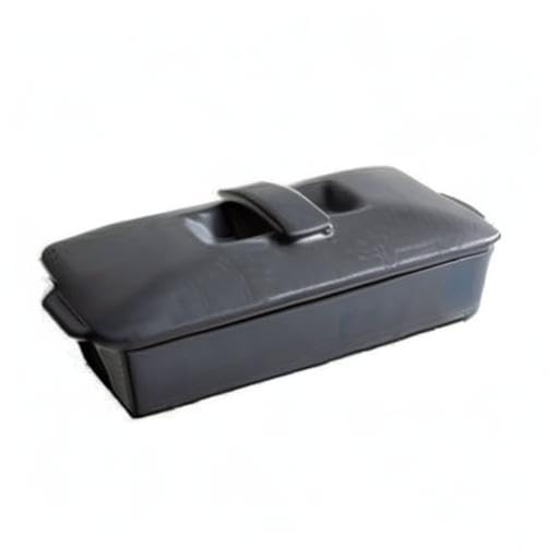 LOLO | DerKoch | Auflaufform | Backform | Porzellan | Hergestellt in Japan | Hitzebeständig | Direkte Flamme | (S Flach + Deckel Dunkelgrau)