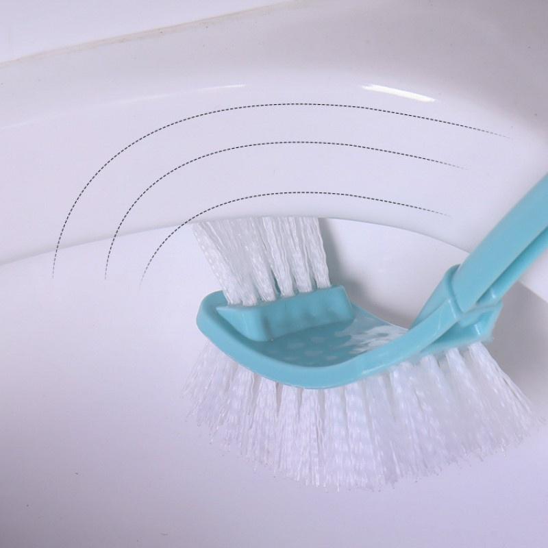 Plastic Toilet Brush Holder Set Bathroom Cleaning Kit Cleaner Curved Toilet Cleaning Brushes Househo
