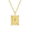 European and American style simple square 26 letter pendant necklace women's personality high-end design jewelry