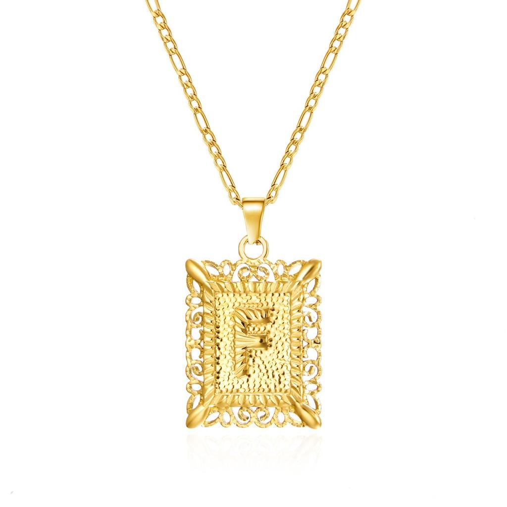 European and American style simple square 26 letter pendant necklace women's personality high-end design jewelry