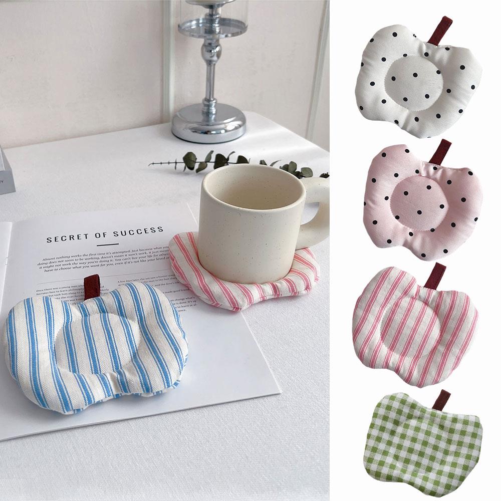 Ins Style Apple Clip Cotton Coaster Thickened Fabric Insulation Pad Table Mat Placemat Creative Cloth Art Kitchen Mat Decor