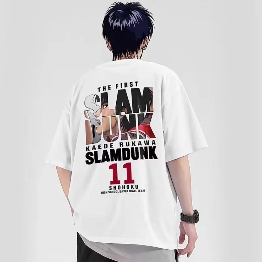 2025Anime Slam Print T-Shirt Men's Oversized Japanese Manganese Short Sleeve Fast Shipping Pure
