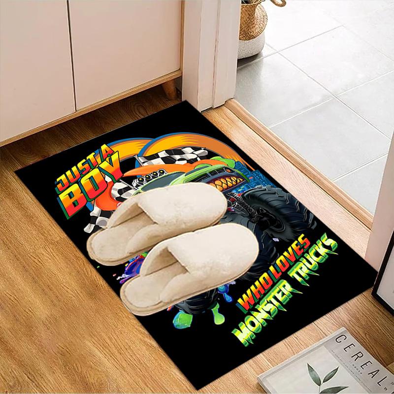 Mon-ster Truck Adventure Floor Mat for Living Room, Game Rooms, Office, Bedroom, Office Floor Mat Playful Design, Christmas fan gifts