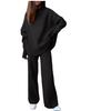 Women Knitted Suit Soft Turtleneck Long Sleeve Sweater Wide Leg Pants Commuter 2 Pieces Sets Autumn Winter Homewear