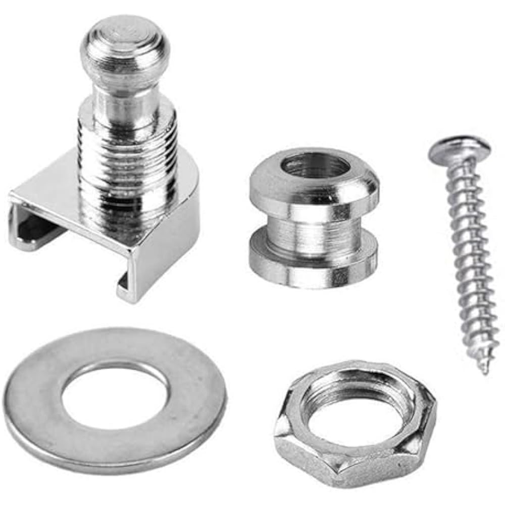 Bestgle 4 pcs guitar strap lock pins silver metal anti-slip strap pins silver instrument electric...