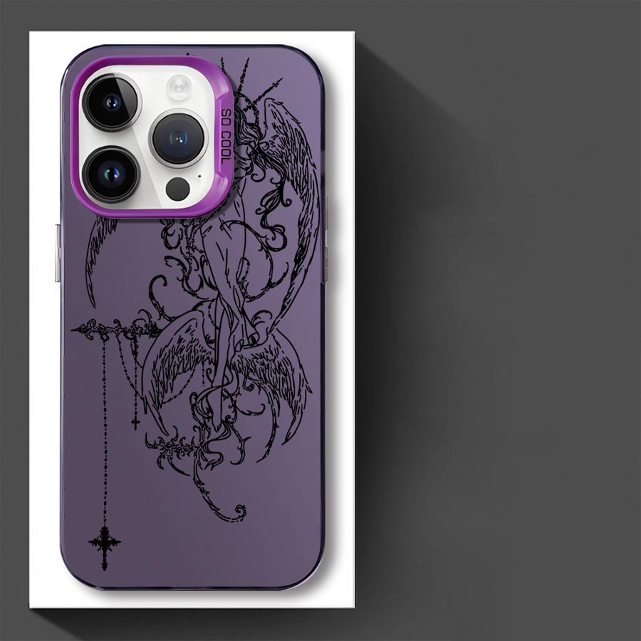 Phone Cover Case for iPhone 17 Pro Max 14 Plus 12 Pro 16 15 13 11 Air Gothic Style Angel Cross